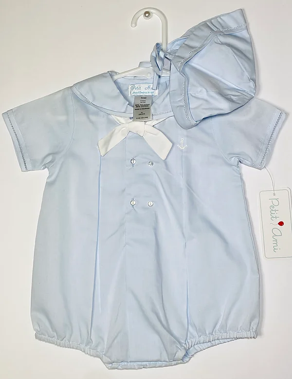 9 mos. petit ami blue bubble suit with hat reborn doll accessory
