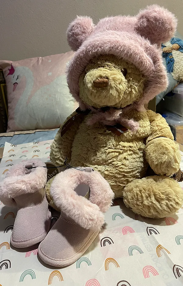 girl pink boots & hat reborn doll accessory
