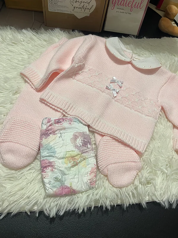 pink knitted set reborn doll accessory