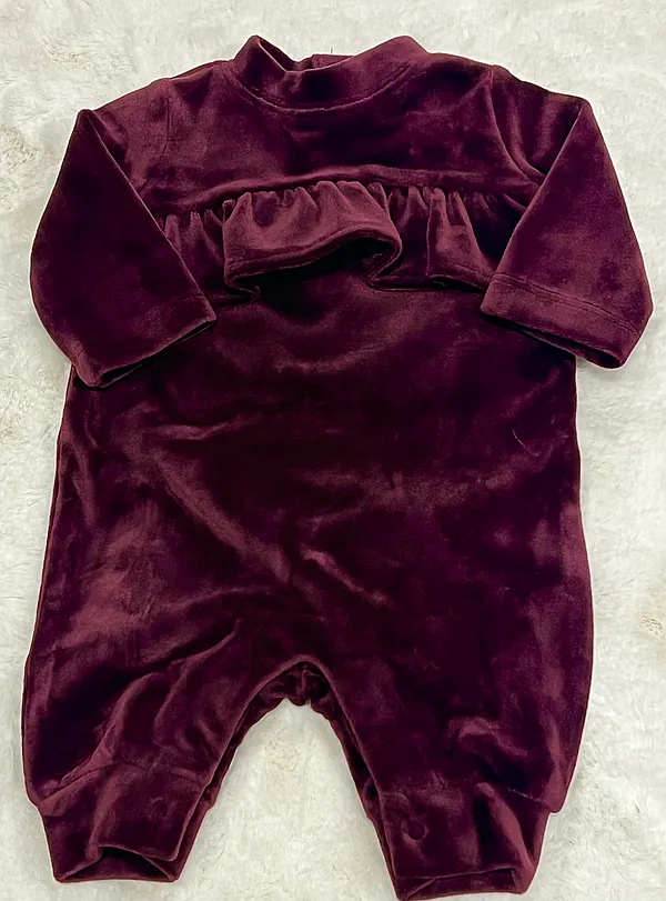 nb plum velour romper reborn doll accessory