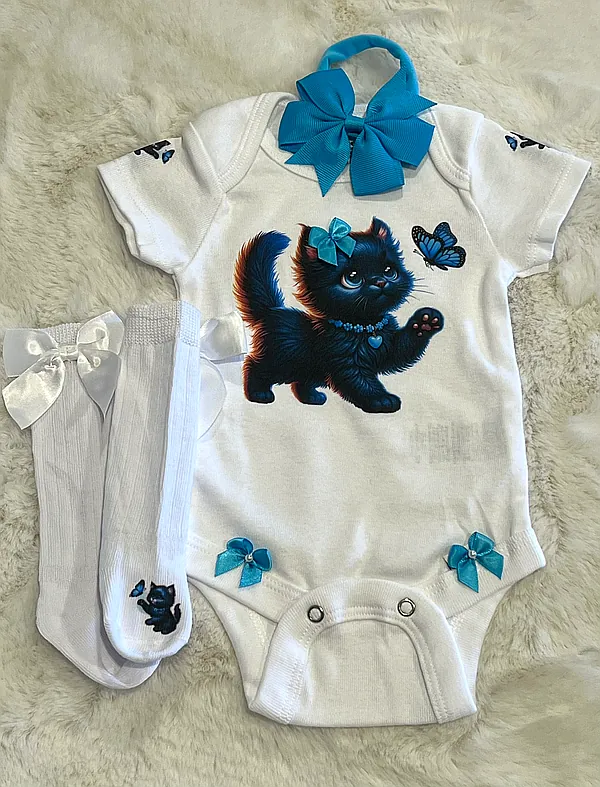 black/teal kitten set reborn doll