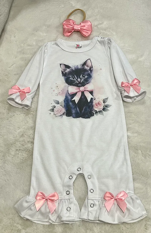 black/pink kitten romper reborn doll