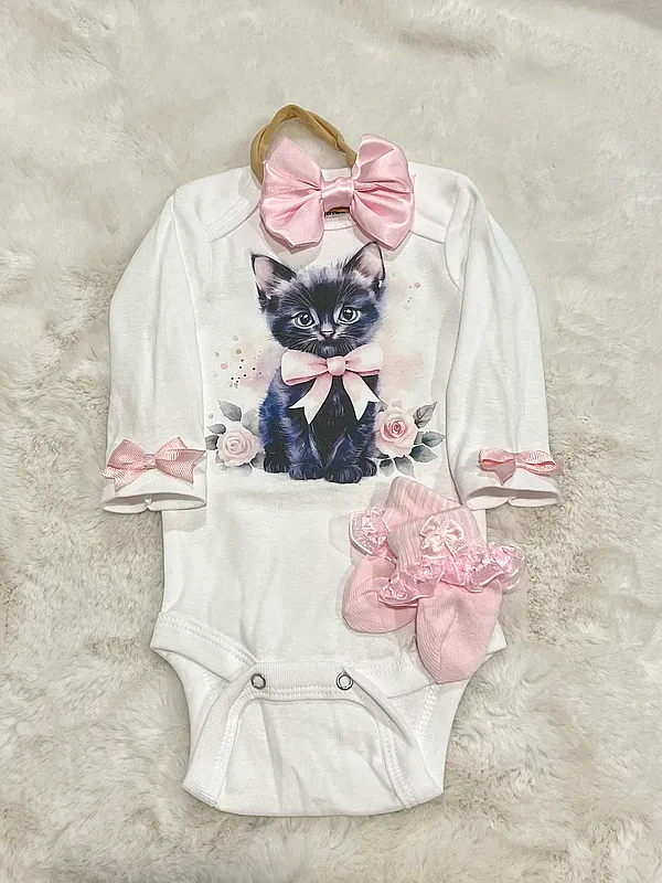 custom black/pink kitten reborn doll