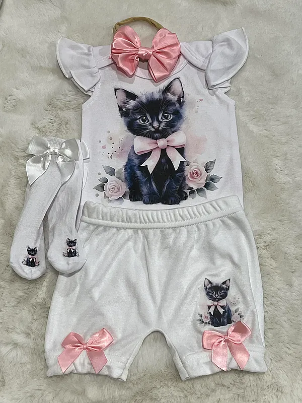 black/pink kitten short reborn doll