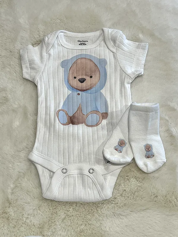 blue bear set reborn doll accessory