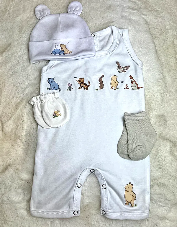 0-3 pooh bear boy set reborn doll accessory