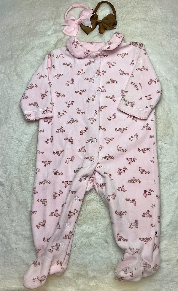 3-6 pink velour footie set reborn doll accessory