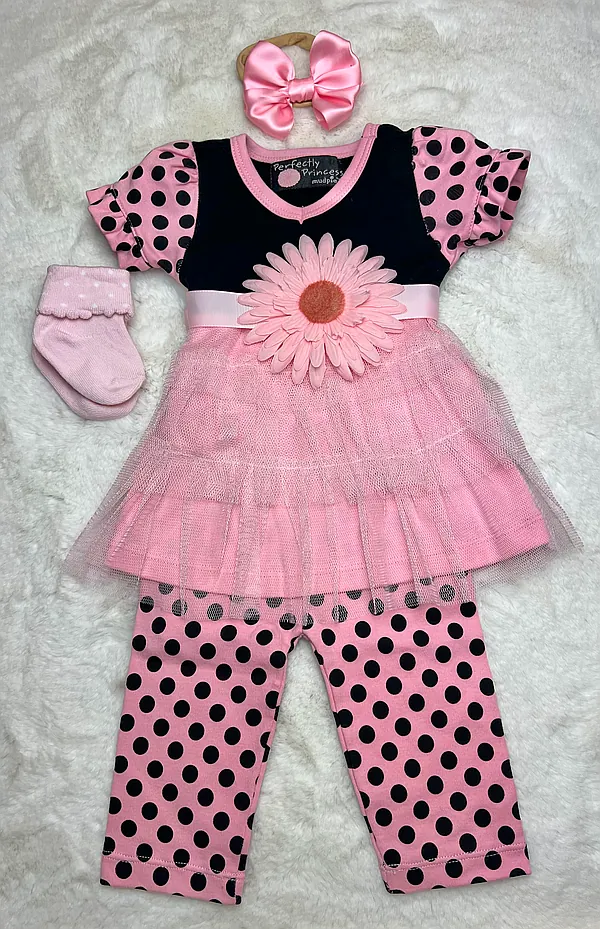 mudpie pink polka dot set reborn doll accessory