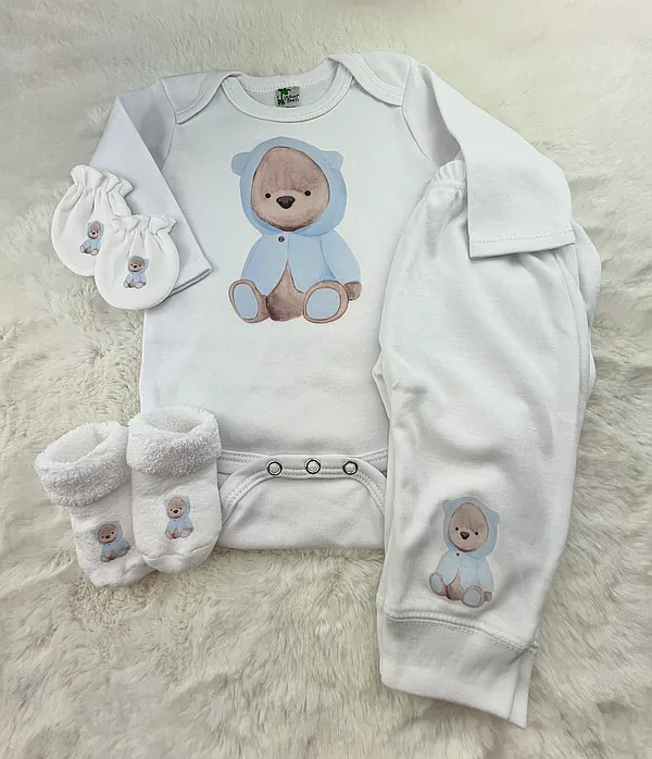 0-3 month blue bear set reborn doll accessory
