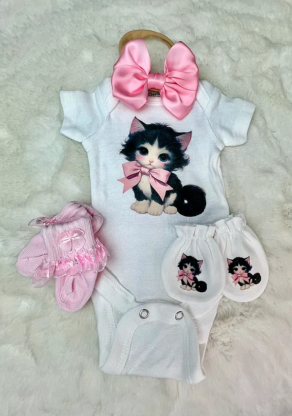 black/white kitten set reborn doll accessory