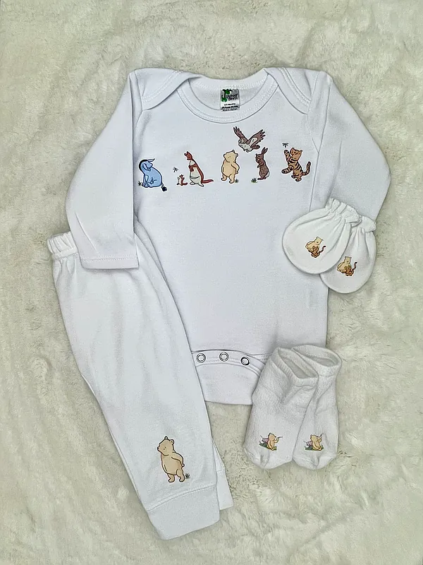 0-3 month white pooh bear set reborn doll accessory