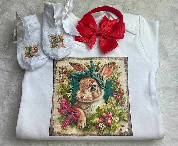 0-3 one pc christmas bunny girl set reborn doll accessory