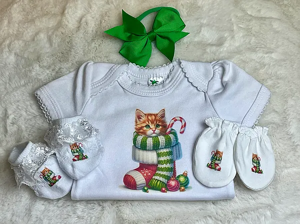 nb christmas kitten in stocking girl set reborn doll accessory