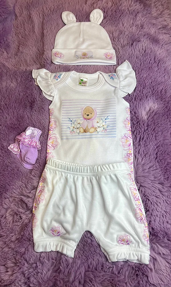0/3 month purple bear set reborn doll accessory