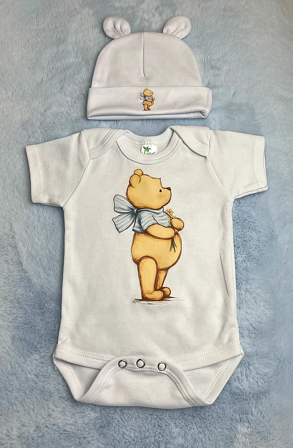 blue pooh bear onesie set reborn doll accessory