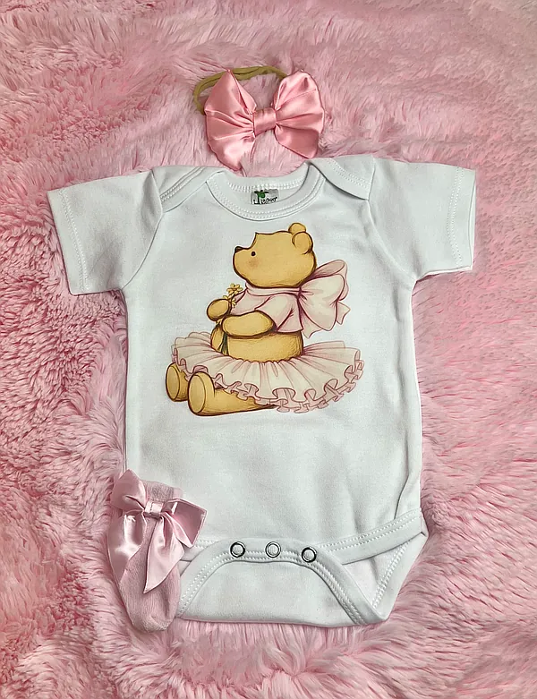 pink pooh bear onesie set reborn doll accessory