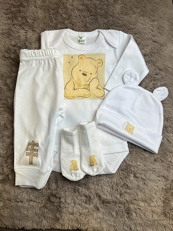 0-3 month pooh bear 4pc set reborn doll accessory