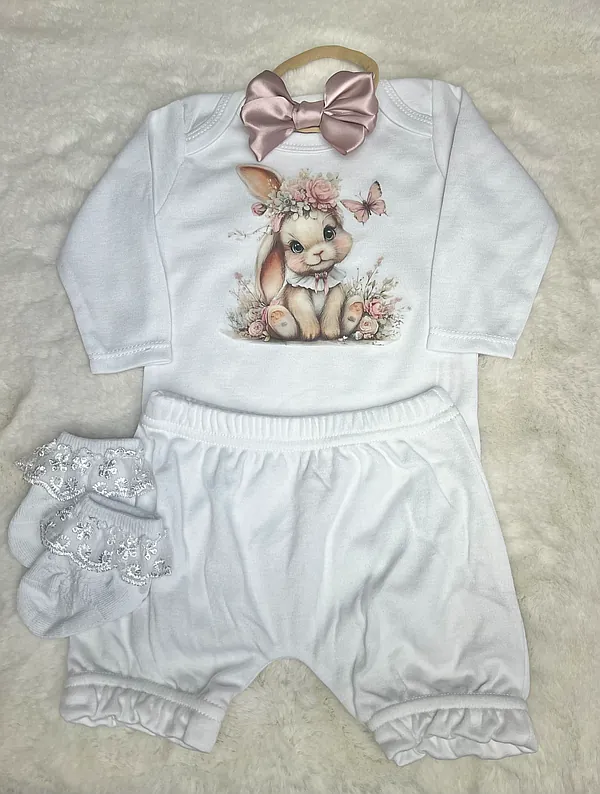 0-3 white bunny set reborn doll accessory