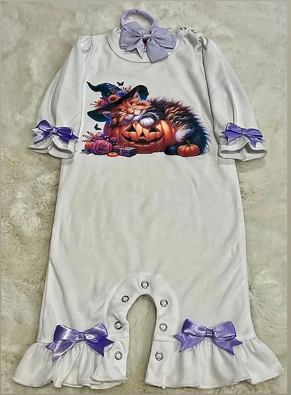 0-3 halloween kitten ruffle romper set reborn doll accessory
