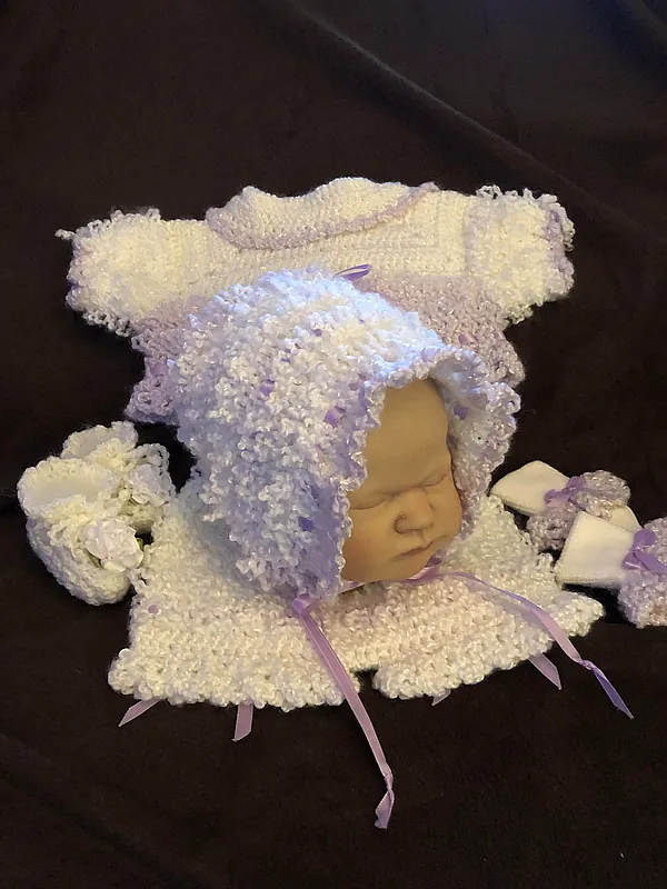 lavender crochet reborn doll accessory by nana's precious reborns (#178299)