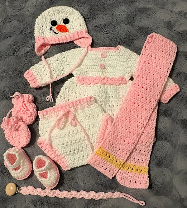 nb pink snowman outfit reborn doll accessory
