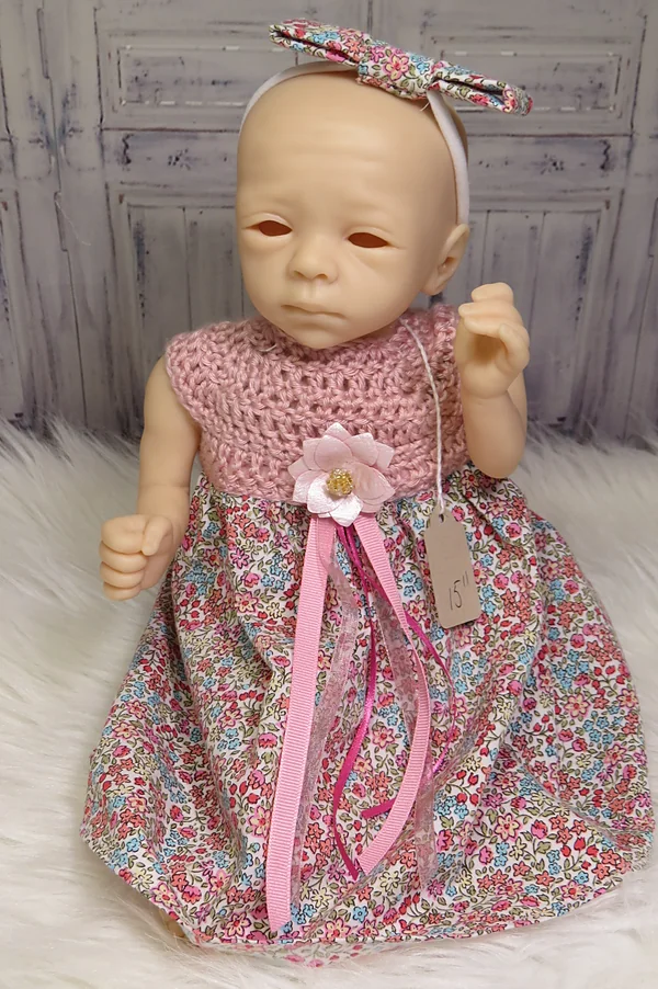 doll dress – crocheted bodice with fabric ski reborn doll accessory by kimber's kiddos (#228376)
