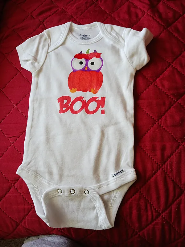 halloween onesie 3-6 mo. reborn doll accessory by gramma cheryl's pre-loved reborns (#172440)