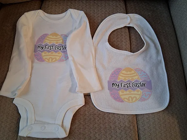 2 pc easter set a1, bib & onesie nb reborn doll accessory