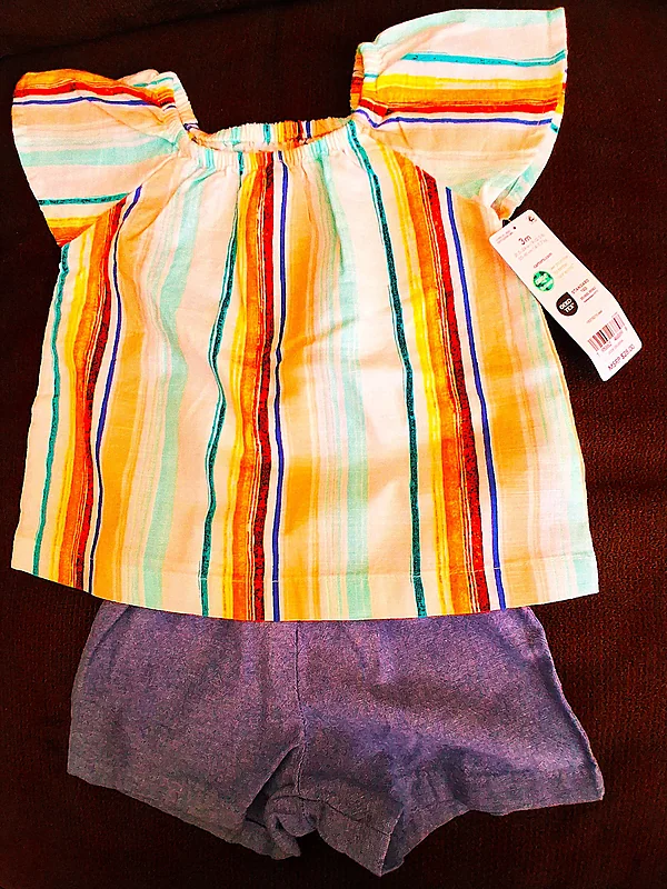 girl’s shorts & top set, size 3 mo., nwt reborn doll accessory
