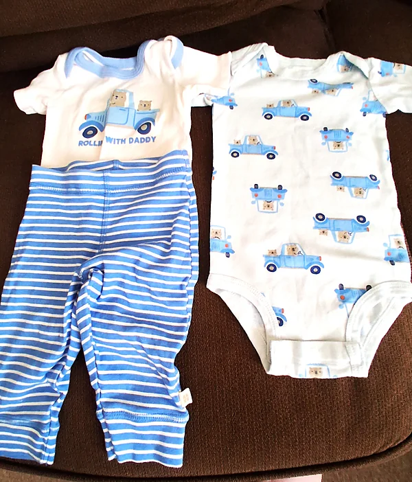 3 pc set onesies & pants size 6 mo. boy’s reborn doll accessory