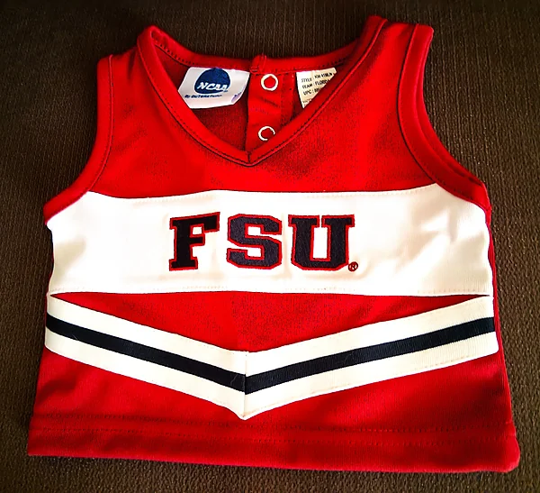 fsu ‘noles #4 sleeveless top 0-3 mo., nwot reborn doll accessory