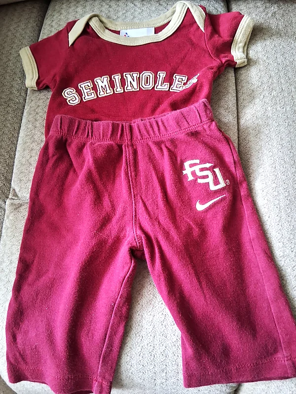 fsu ‘noles #7 one pc. & pants 3-6 mo. reborn doll accessory
