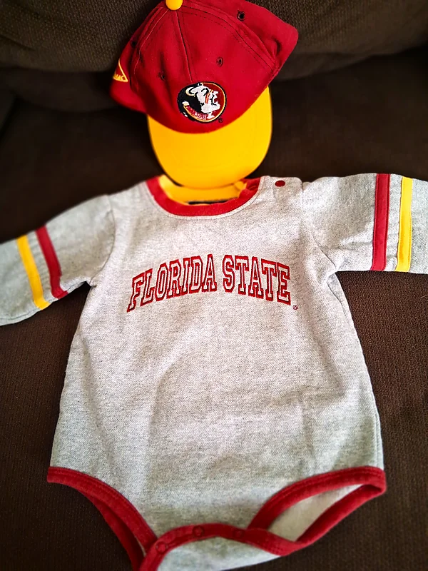 fsu ‘noles #9 ls romper & cap size 6-9 m reborn doll accessory