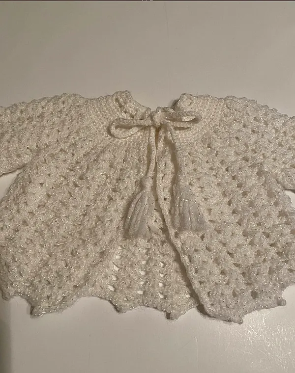 white crochet cardigan reborn doll accessory