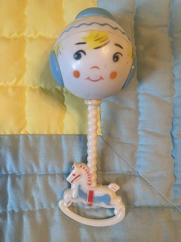 vintage baby rattle reborn doll accessory