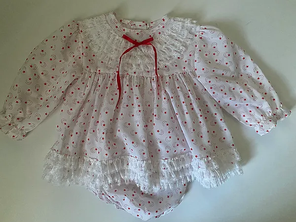 vintage dress with bloome reborn doll accessory