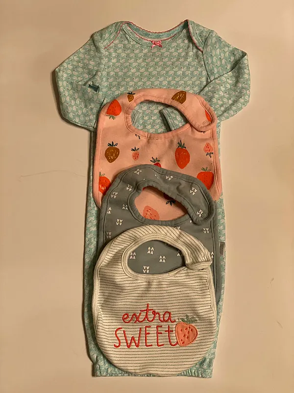 baby girls gown and bibs reborn doll accessory