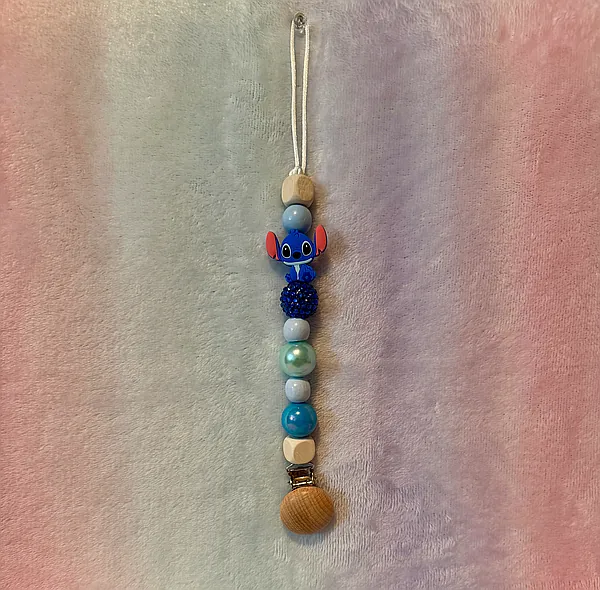 paci clip- stitch blue reborn doll accessory