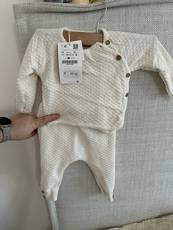 cream zara knit set reborn doll accessory