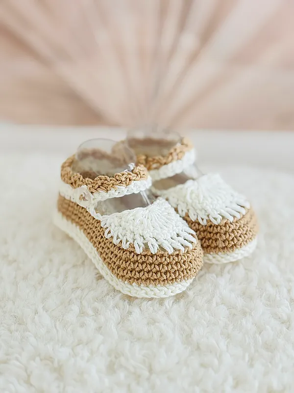 crochet booties beige reborn doll accessory