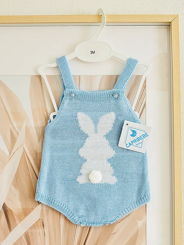 knit romper with bunny reborn doll accessory