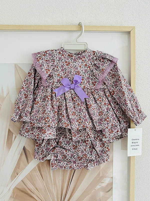 outfit with purple flower reborn doll accessory