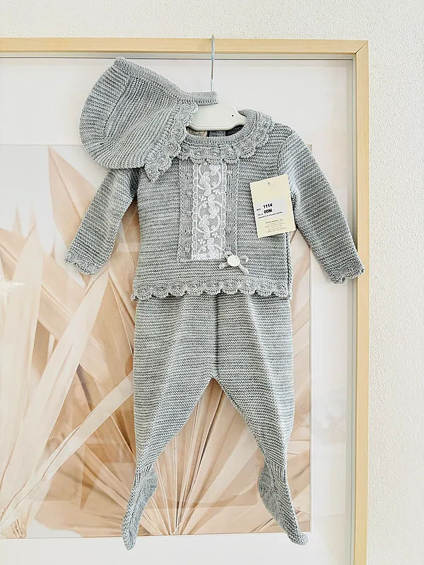 knit set grey reborn doll accessory