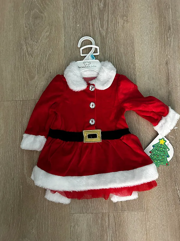 girls santa outfit 3-6m reborn doll accessory