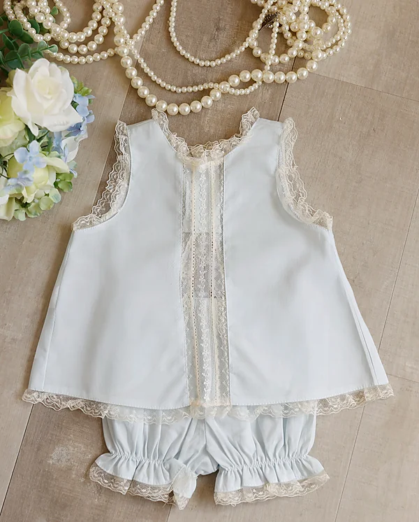preemie blue heirloom diaper set with lace reborn doll accessory
